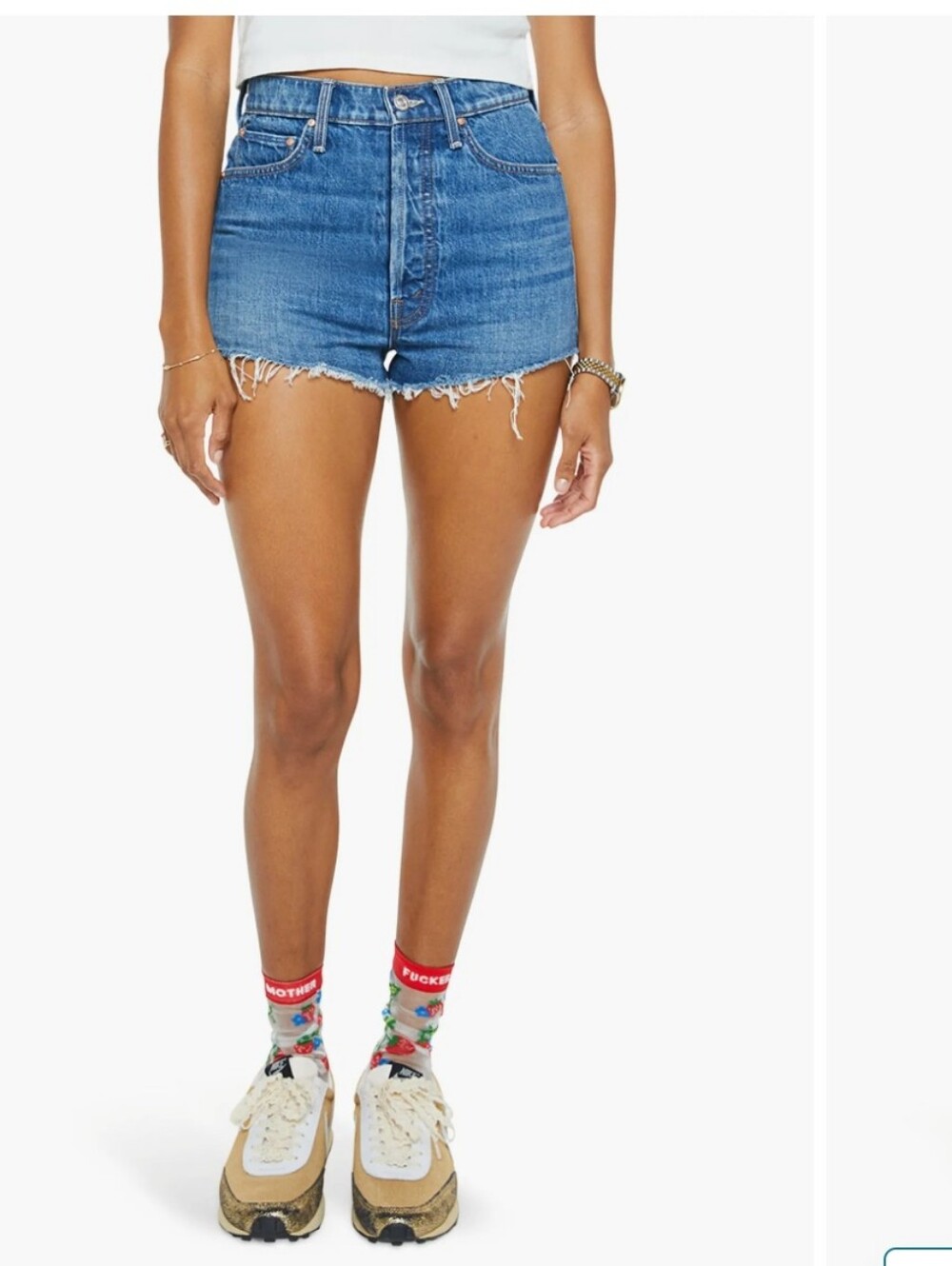 Mother The Tune Up Frayed Hem Cutoff Denim Shorts